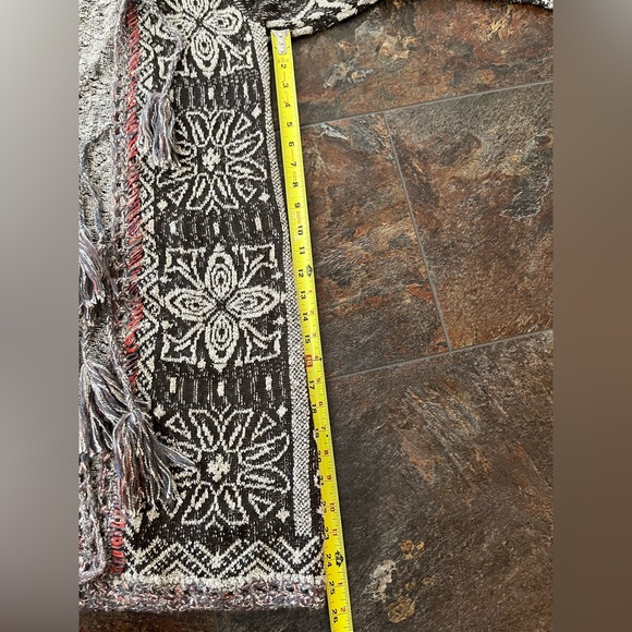 Free People Kai Brown boho hooded tassel floral open front cardigan duster.Small - Picture 14 of 16